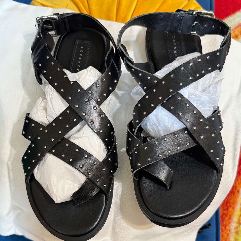 Topshop Black Studded Sandals